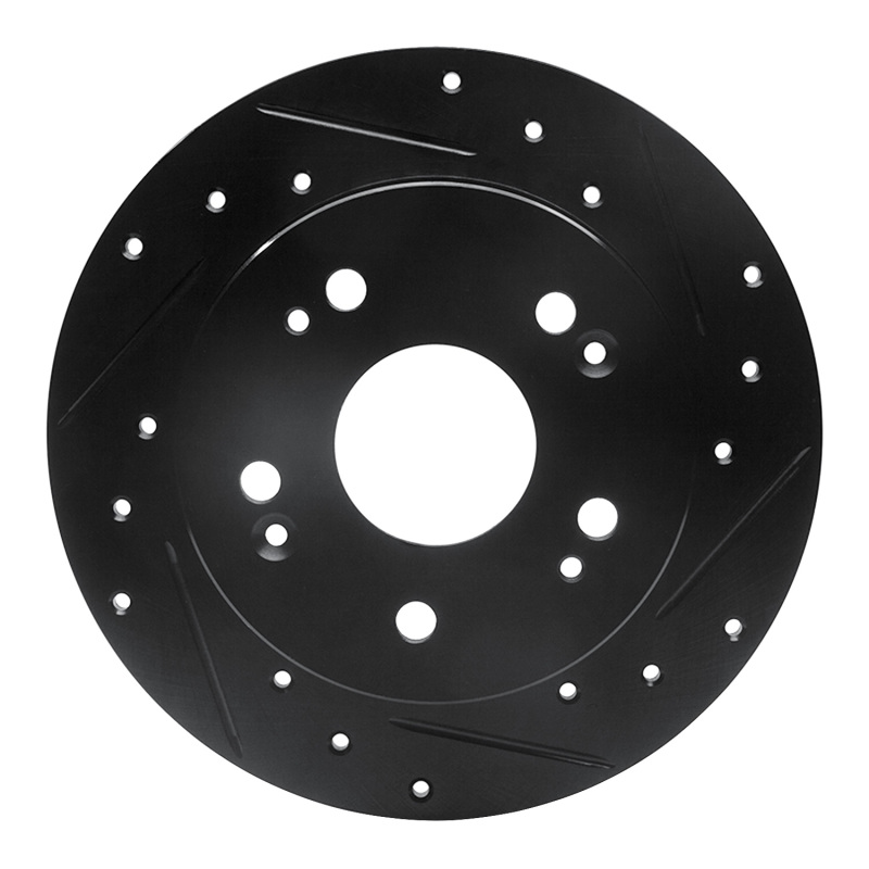 R1 97-15 Acura CSX Rear Right Drilled & Slotted Black Brake Rotor