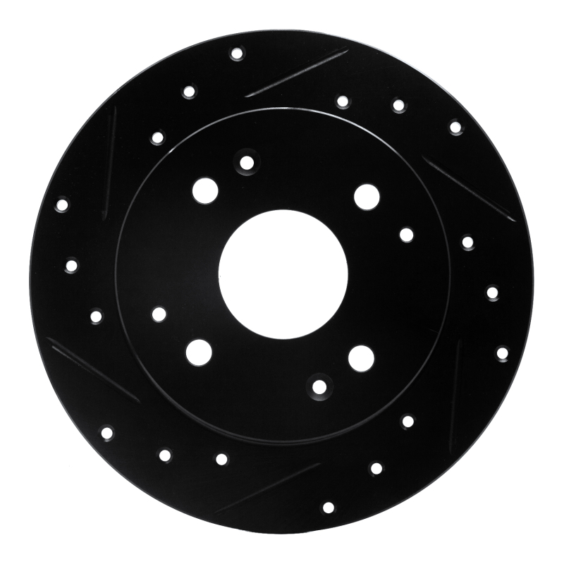 R1 98-02 Acura CL Rear Left Drilled & Slotted Black Brake Rotor