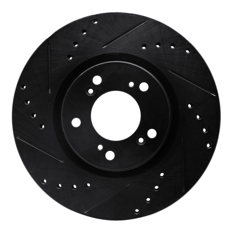 R1 00-09 Honda S2000 Front Left Drilled & Slotted Black Brake Rotor