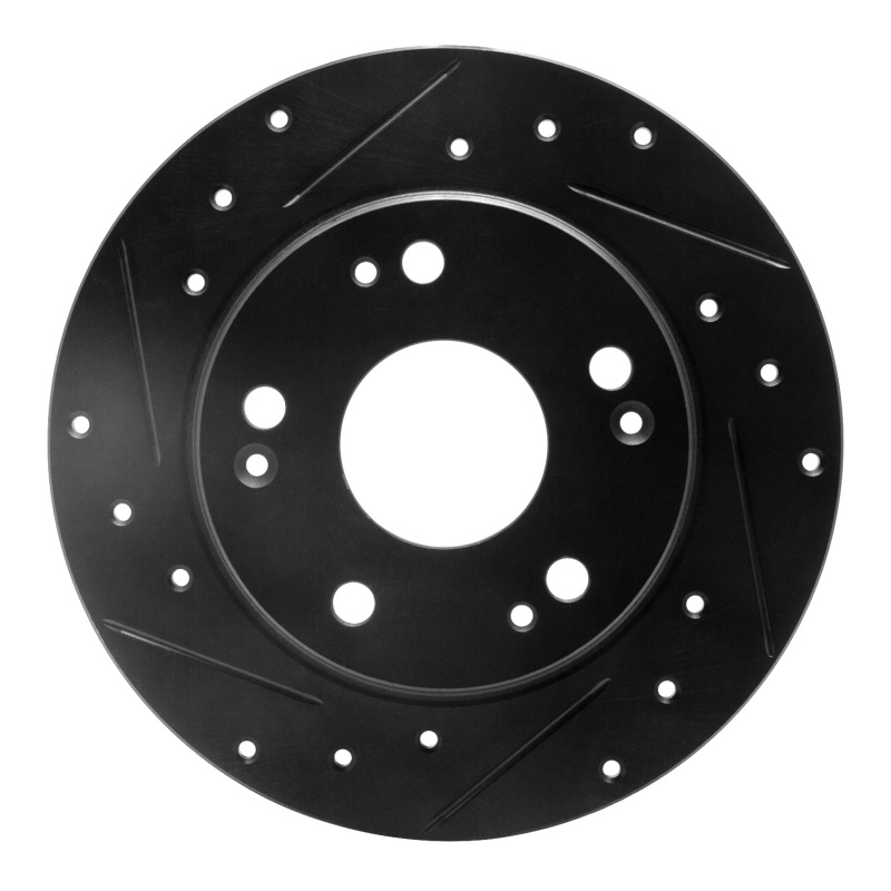 R1 03-08 Acura TSX Rear Left Drilled & Slotted Black Brake Rotor