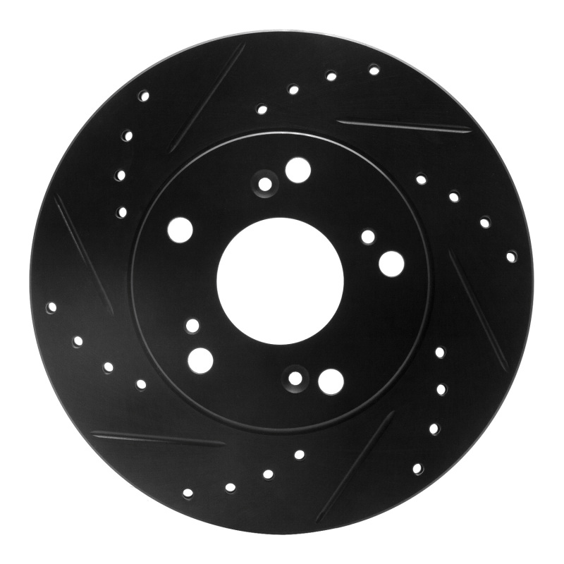 R1 02-15 Acura RSX Front Left Drilled & Slotted Black Brake Rotor