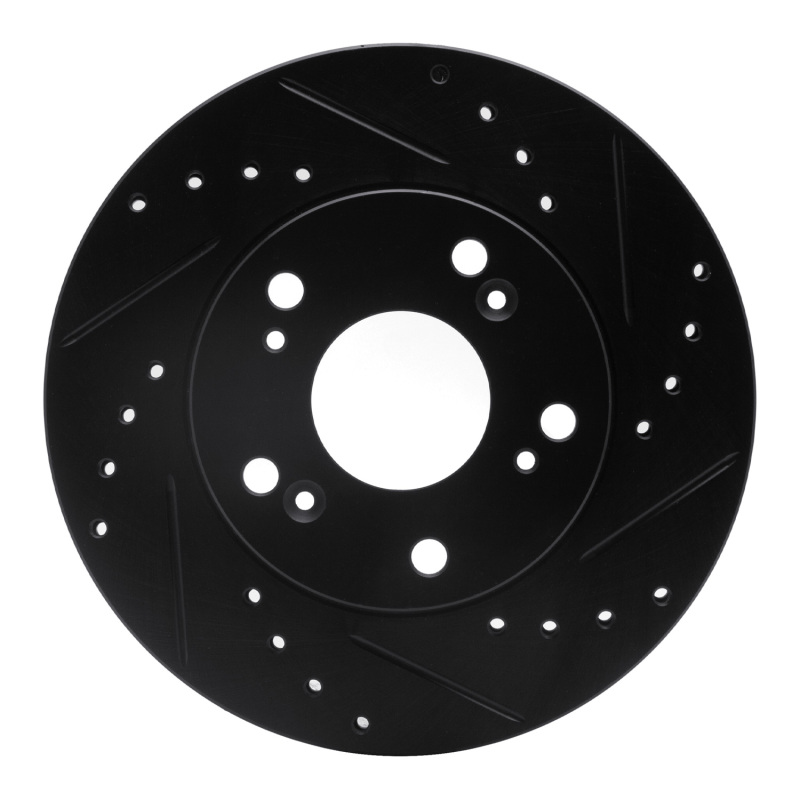 R1 02-15 Acura RSX Front Right Drilled & Slotted Black Brake Rotor