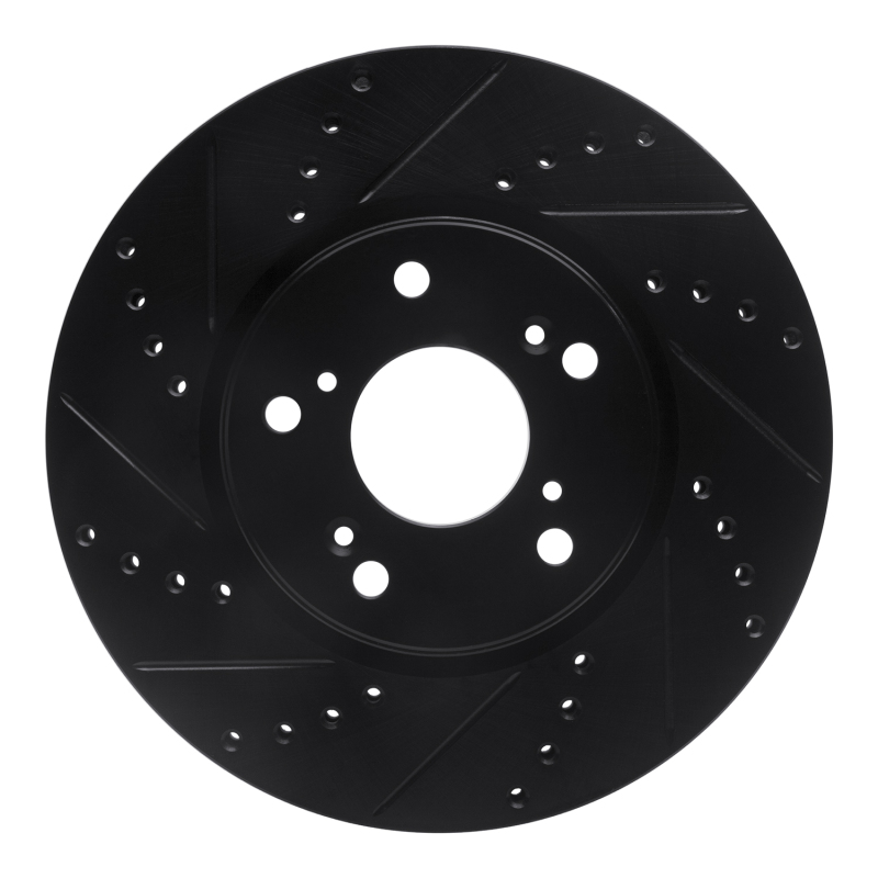 R1 13-22 Honda Accord Coupe Front Left Drilled & Slotted Black Brake Rotor