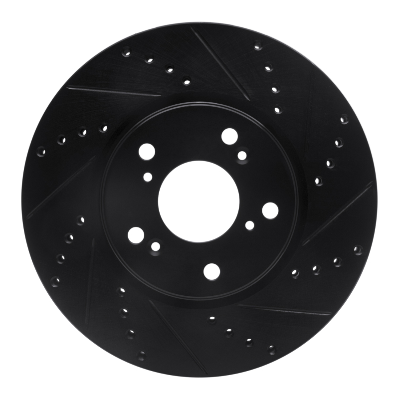 R1 13-22 Honda Accord Coupe Front Right Drilled & Slotted Black Brake Rotor