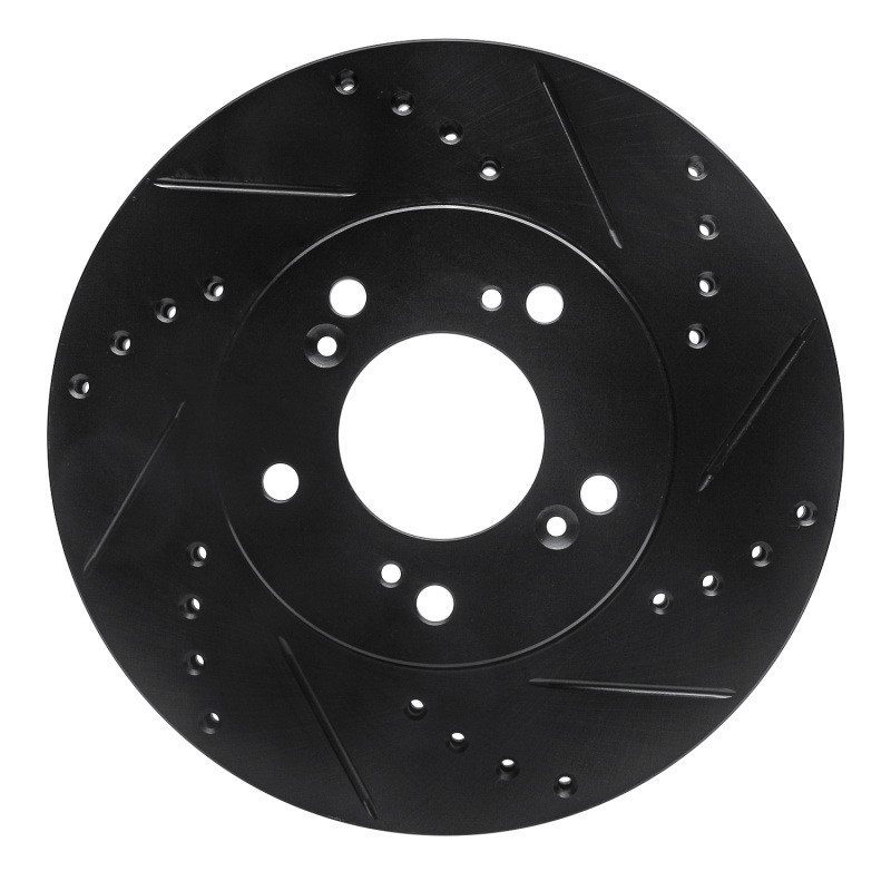 R1 91-01 Acura Integra Front Right Drilled & Slotted Black Brake Rotor