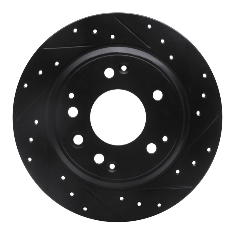R1 91-99 Acura RL Rear Right Drilled & Slotted Black Brake Rotor