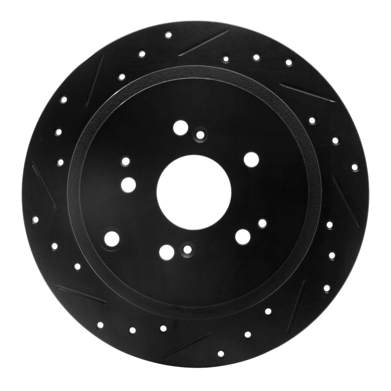 R1 01-08 Acura MDX Rear Left Drilled & Slotted Black Brake Rotor
