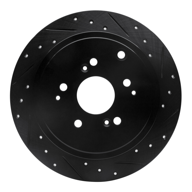 R1 01-08 Acura MDX Rear Right Drilled & Slotted Black Brake Rotor
