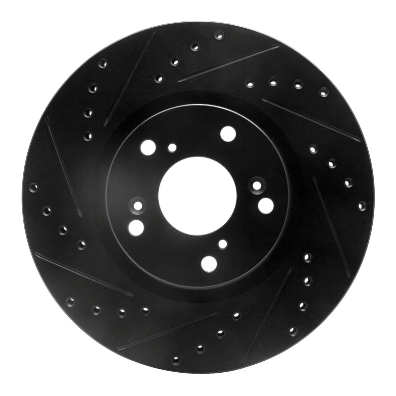 R1 02-15 Acura CSX Front Left Drilled & Slotted Black Brake Rotor