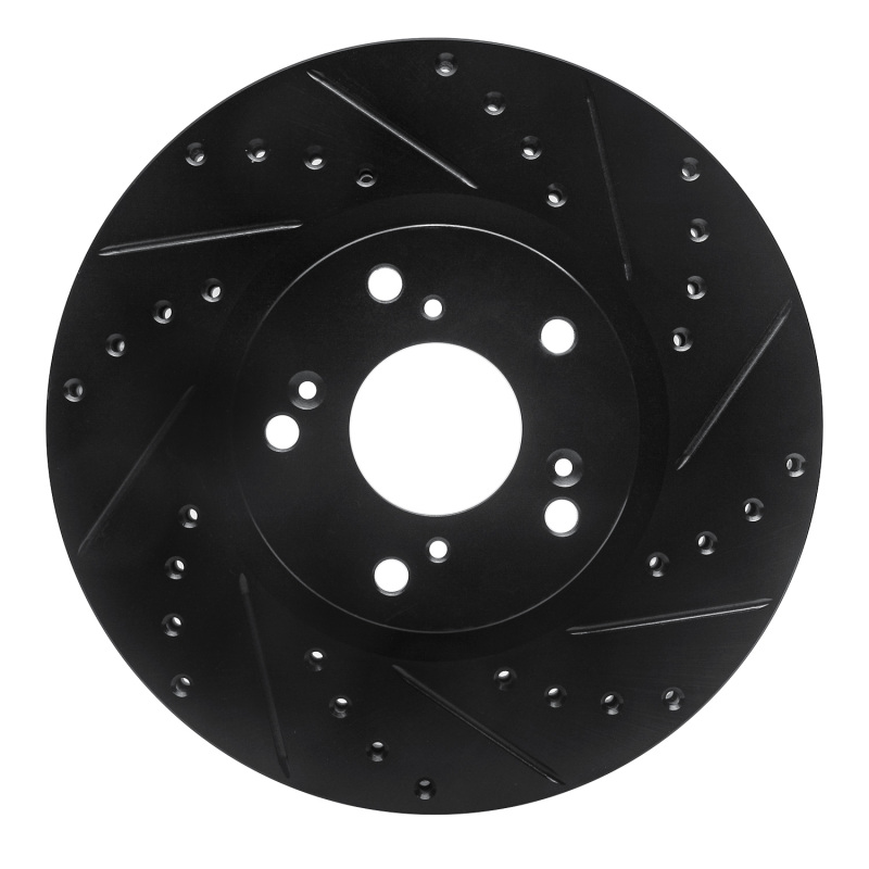 R1 02-15 Acura ILX Front Right Drilled & Slotted Black Brake Rotor