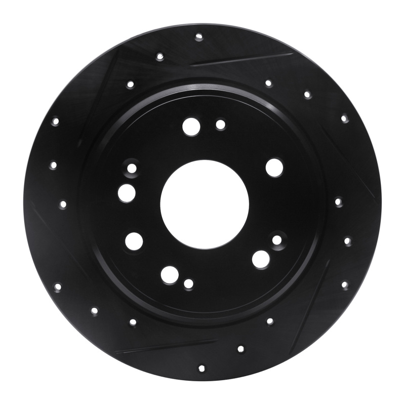 R1 02-04 Honda CR-V Rear Left Drilled & Slotted Black Brake Rotor