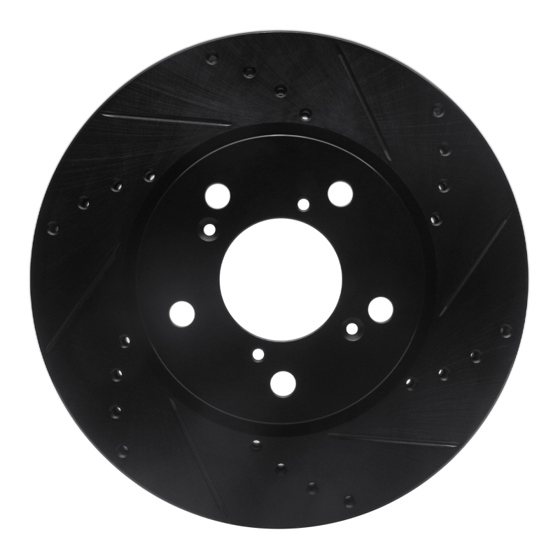R1 05-10 Honda Odyssey Front Right Drilled & Slotted Black Brake Rotor