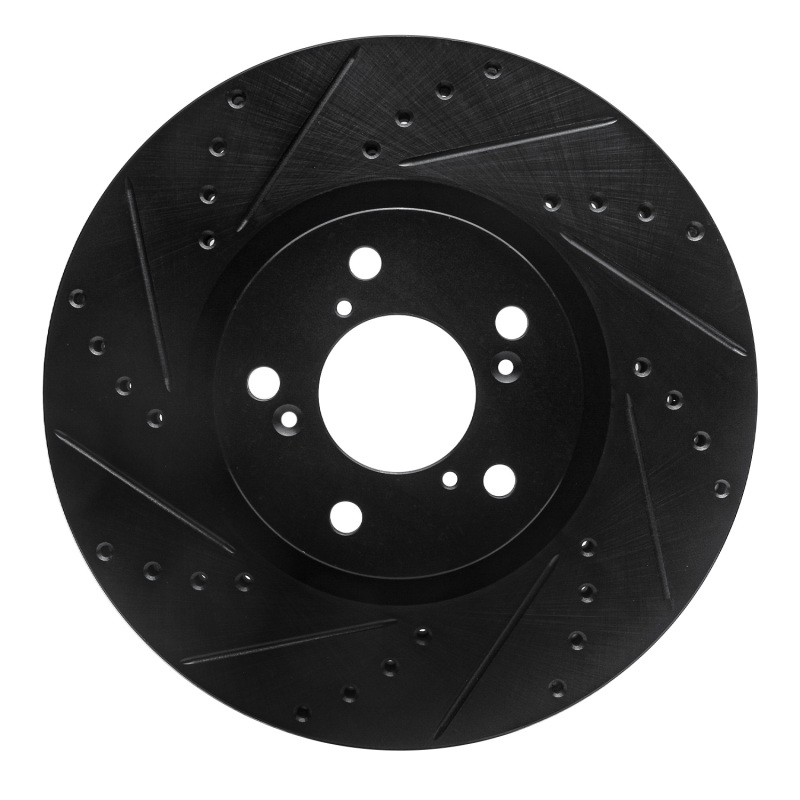 R1 07-20 Acura MDX Front Left Drilled & Slotted Black Brake Rotor