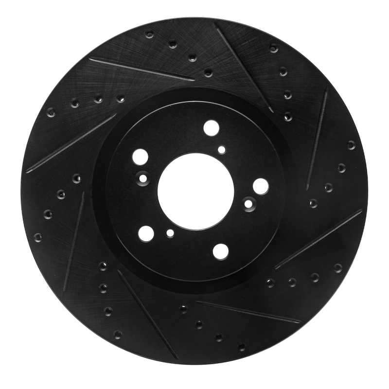 R1 07-20 Acura MDX Front Right Drilled & Slotted Black Brake Rotor