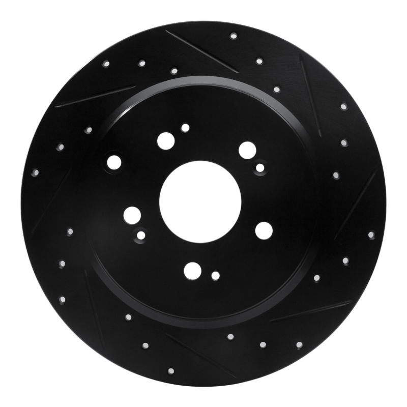 R1 07-17 Acura MDX Rear Right Drilled & Slotted Black Brake Rotor