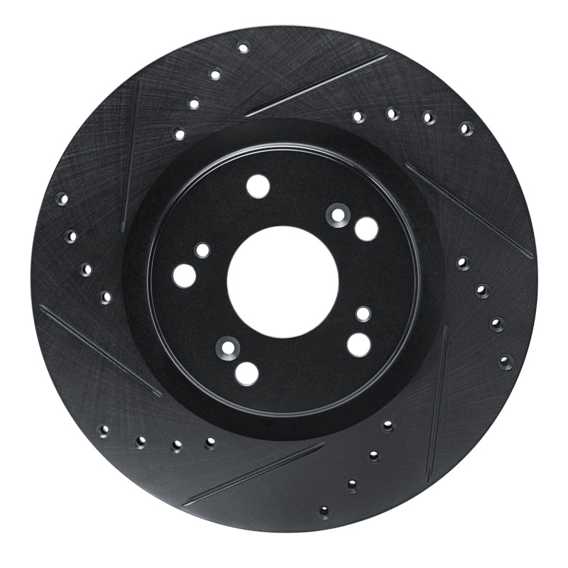 R1 12-16 Honda CR-V Front Left Drilled & Slotted Black Brake Rotor