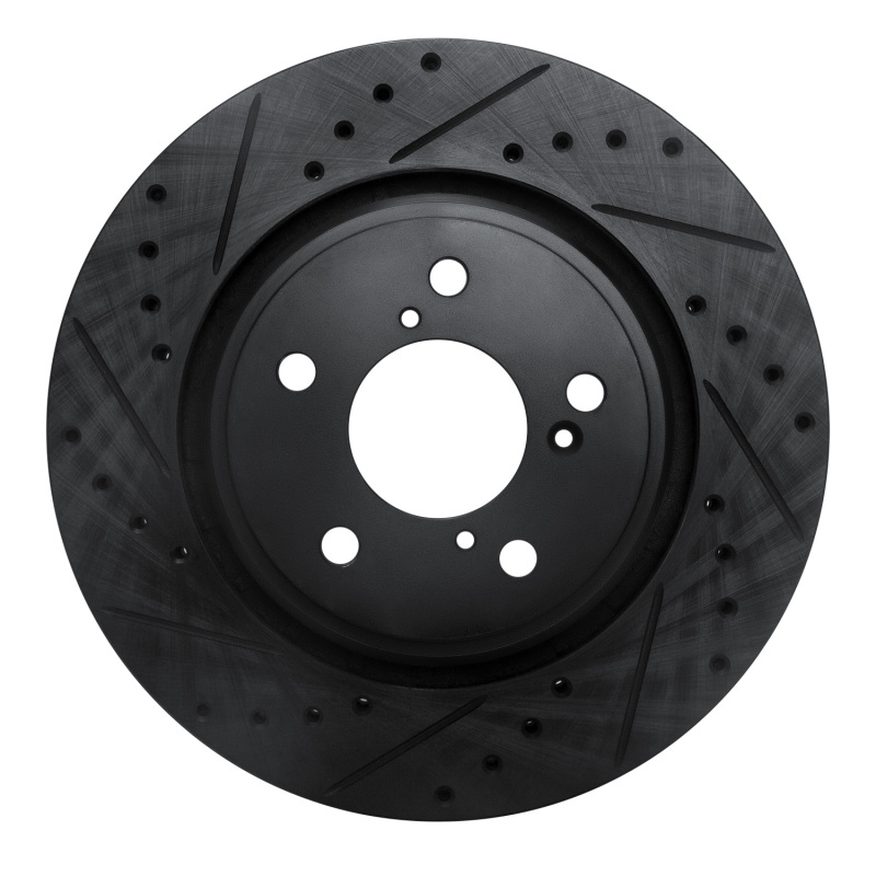 R1 15-25 Acura MDX Front Left Drilled & Slotted Black Brake Rotor