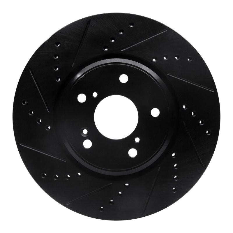 R1 16-22 Acura ILX Front Left Drilled & Slotted Black Brake Rotor