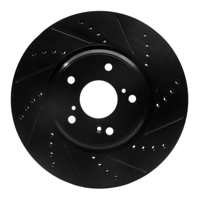 R1 16-22 Acura ILX Front Right Drilled & Slotted Black Brake Rotor