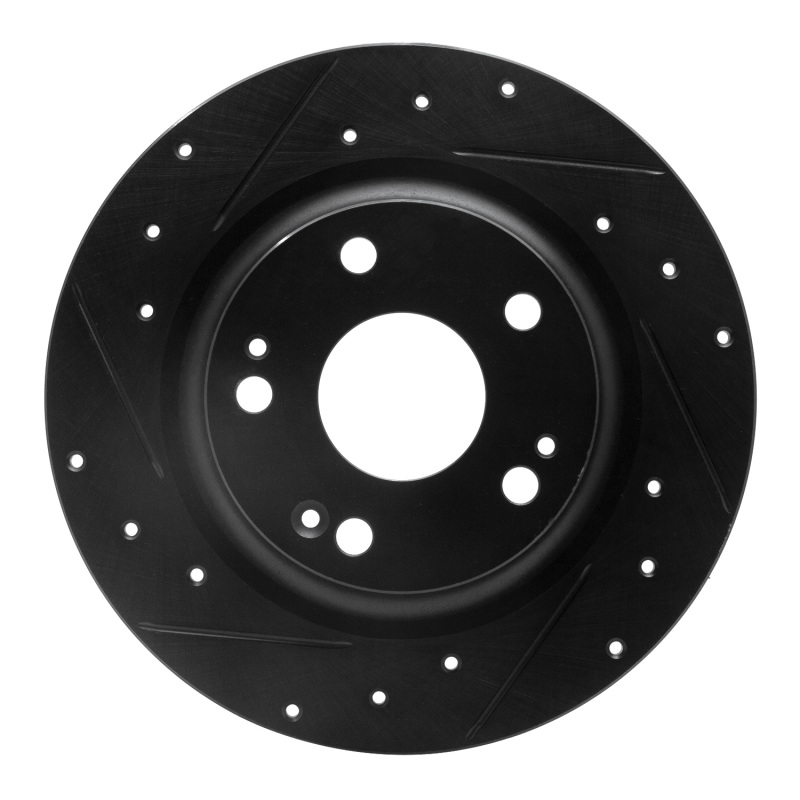 R1 17-20 Honda Civic Sedan Rear Left Drilled & Slotted Black Brake Rotor