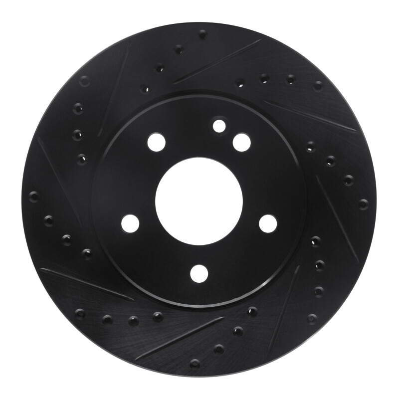 R1 94-97 Mercedes-Benz C280 Front Left Drilled & Slotted Black Brake Rotor