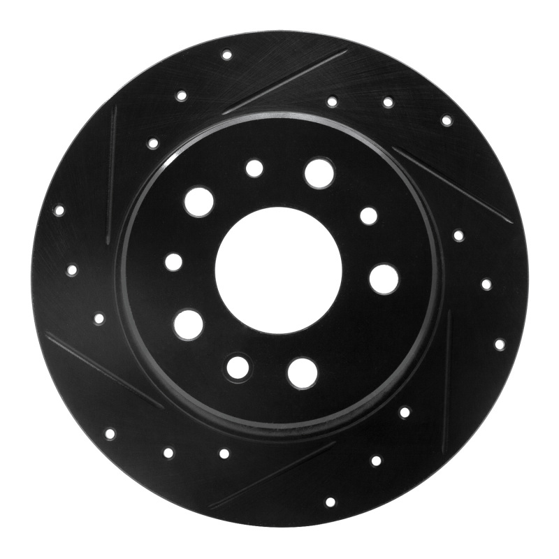 R1 61-91 Mercedes-Benz 230S Rear Left Drilled & Slotted Black Brake Rotor