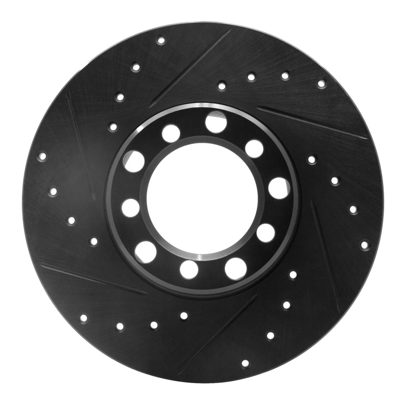 R1 68-76 Mercedes-Benz 220 Front Left Drilled & Slotted Black Brake Rotor