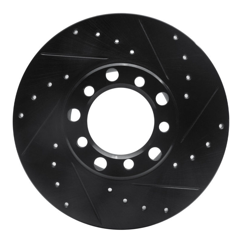 R1 73-85 Mercedes-Benz 230 Front Right Drilled & Slotted Black Brake Rotor