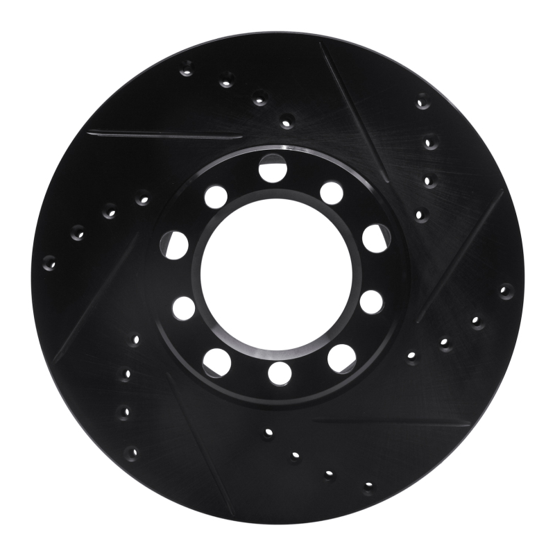 R1 79-85 Mercedes-Benz 380SEL Front Right Drilled & Slotted Black Brake Rotor