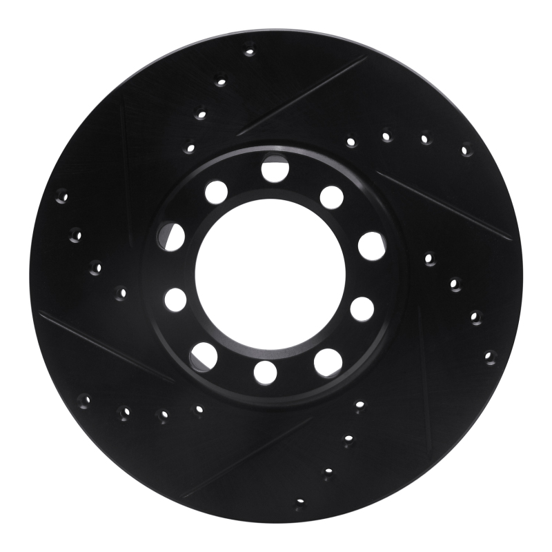 R1 72-80 Mercedes-Benz 280SE Front Left Drilled & Slotted Black Brake Rotor