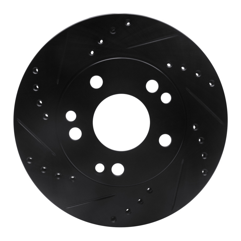 R1 87-93 Mercedes-Benz 190E Front Left Drilled & Slotted Black Brake Rotor