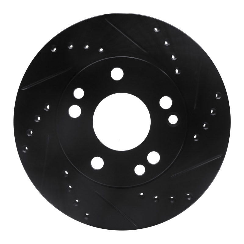 R1 87-93 Mercedes-Benz 190D Front Right Drilled & Slotted Black Brake Rotor