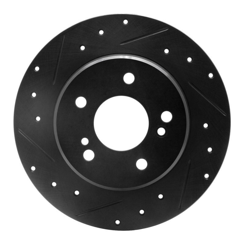 R1 87-15 Chrysler Crossfire Rear Left Drilled & Slotted Black Brake Rotor