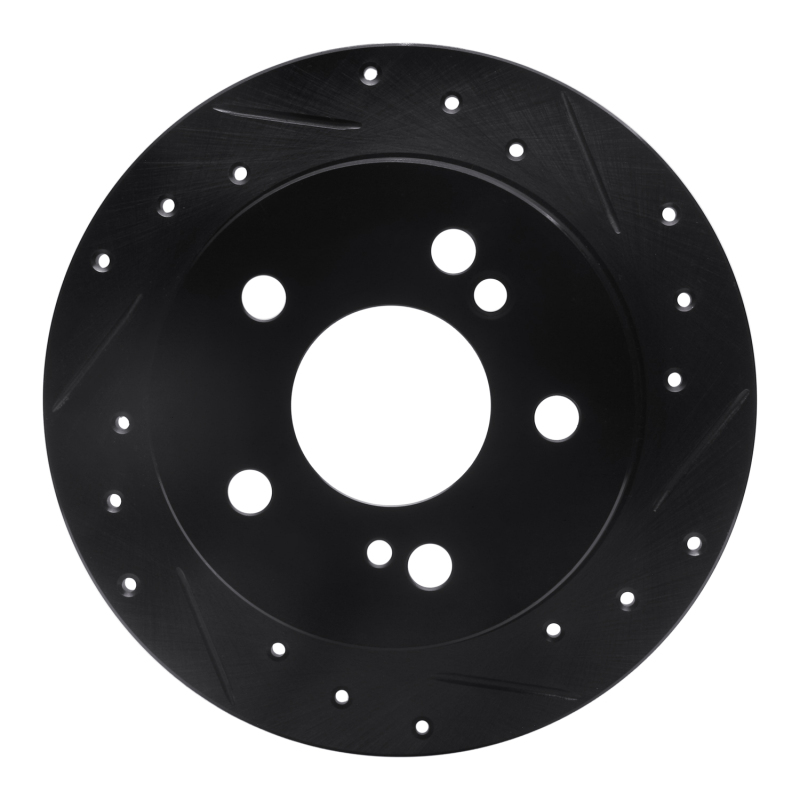 R1 83-95 Mercedes-Benz 300D Rear Right Drilled & Slotted Black Brake Rotor