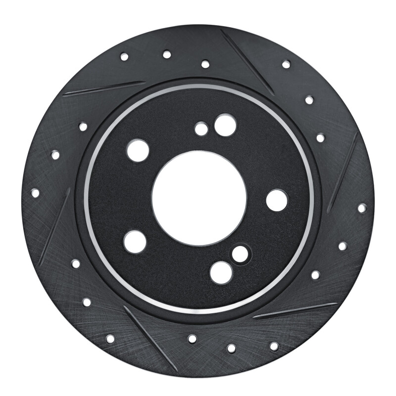 R1 90-95 Mercedes-Benz 300SL Rear Right Drilled & Slotted Black Brake Rotor