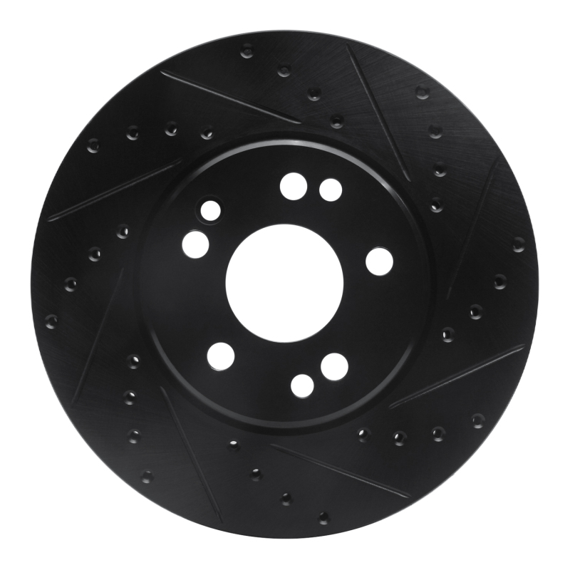 R1 90-98 Mercedes-Benz 300SL Front Right Drilled & Slotted Black Brake Rotor