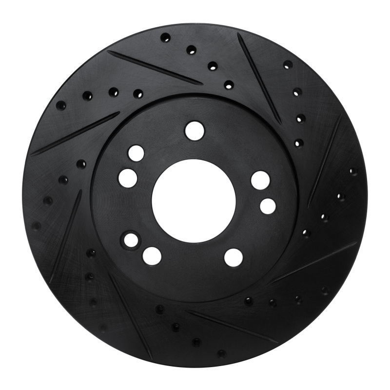 R1 90-95 Mercedes-Benz 300CE Front Right Drilled & Slotted Black Brake Rotor