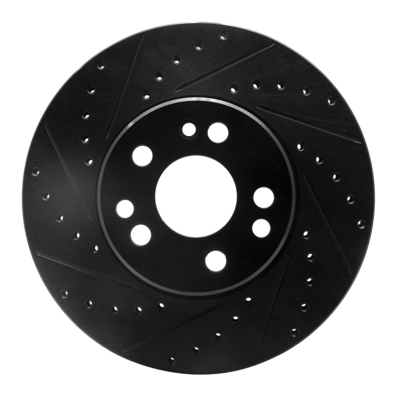 R1 91-99 Mercedes-Benz 300SD Front Left Drilled & Slotted Black Brake Rotor