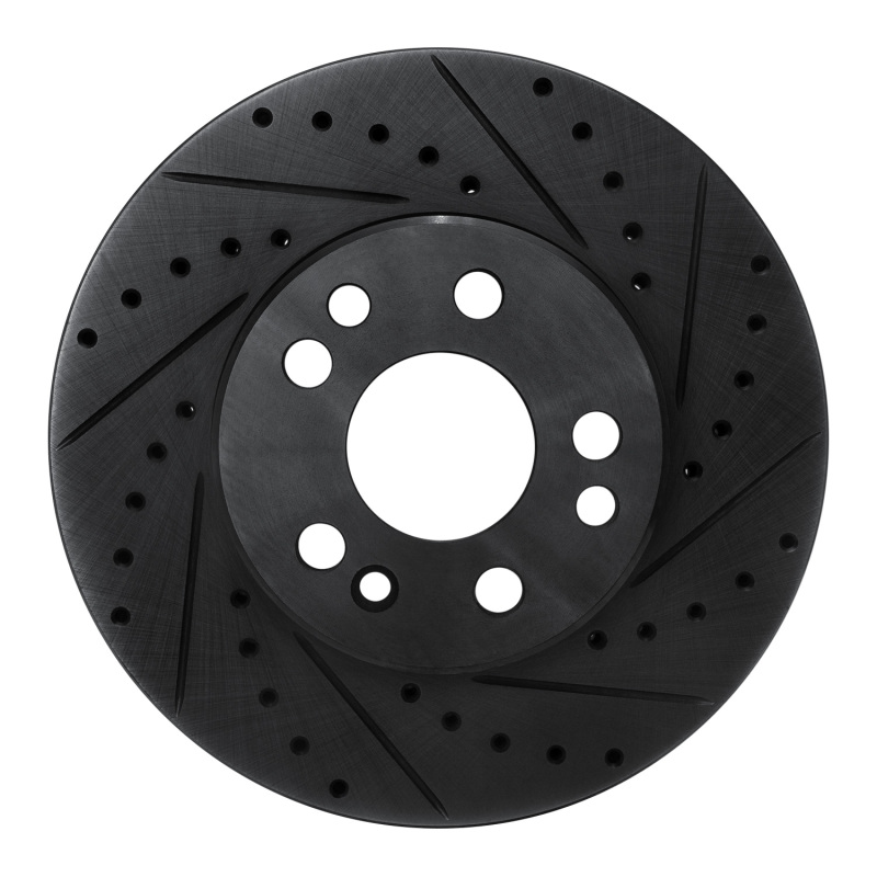 R1 91-99 Mercedes-Benz S350 Front Right Drilled & Slotted Black Brake Rotor