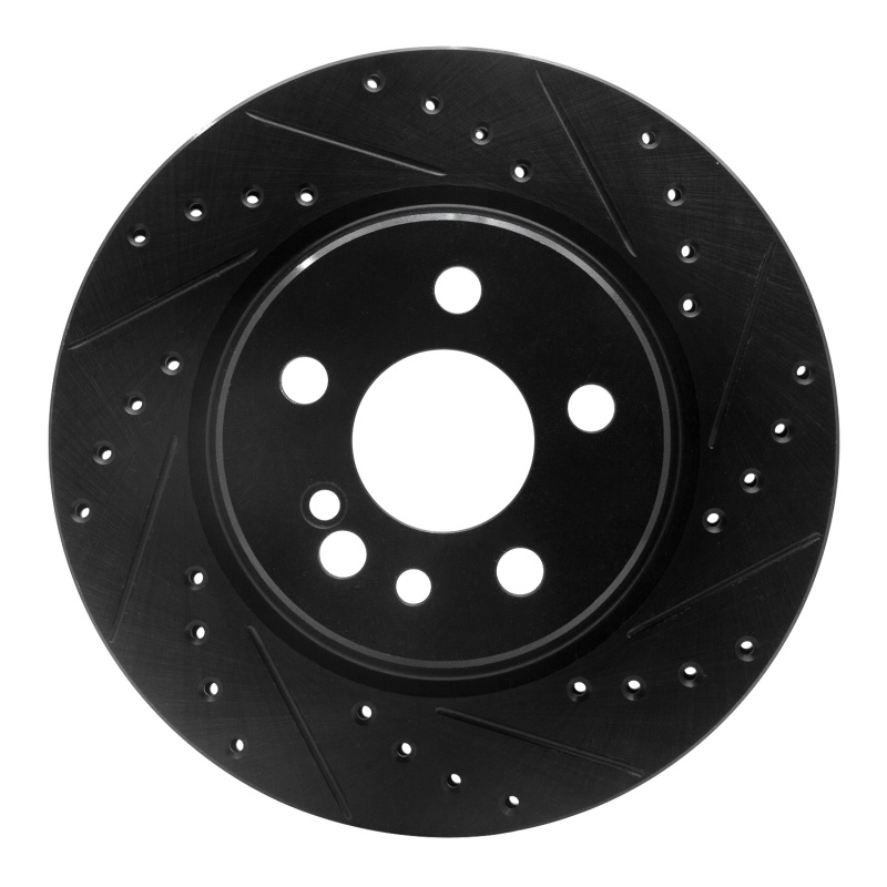 R1 92-99 Mercedes-Benz 500SEL Rear Right Drilled & Slotted Black Brake Rotor