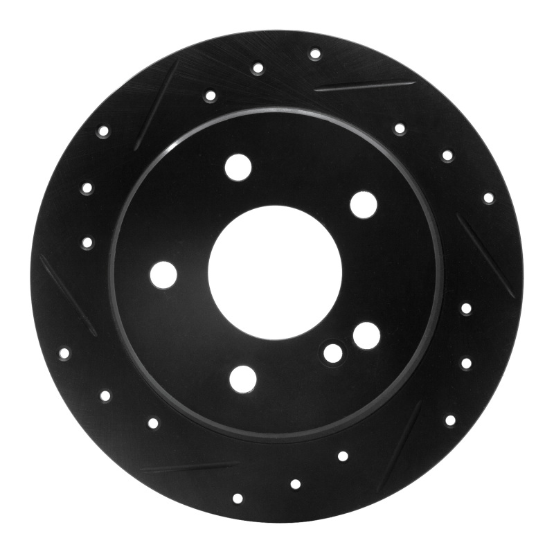 R1 94-98 Mercedes-Benz C280 Rear Left Drilled & Slotted Black Brake Rotor