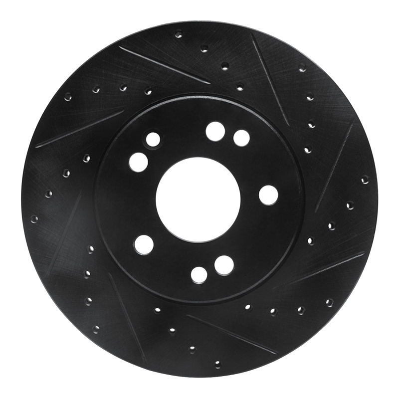 R1 90-95 Mercedes-Benz 300CE Front Right Drilled & Slotted Black Brake Rotor