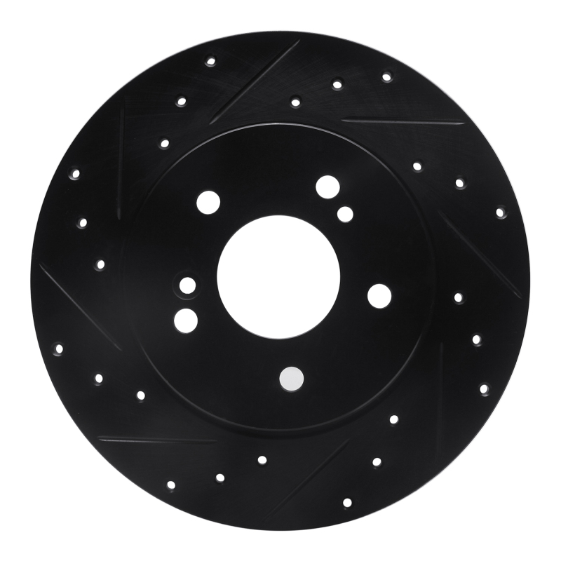 R1 96-98 Mercedes-Benz SL320 Rear Left Drilled & Slotted Black Brake Rotor