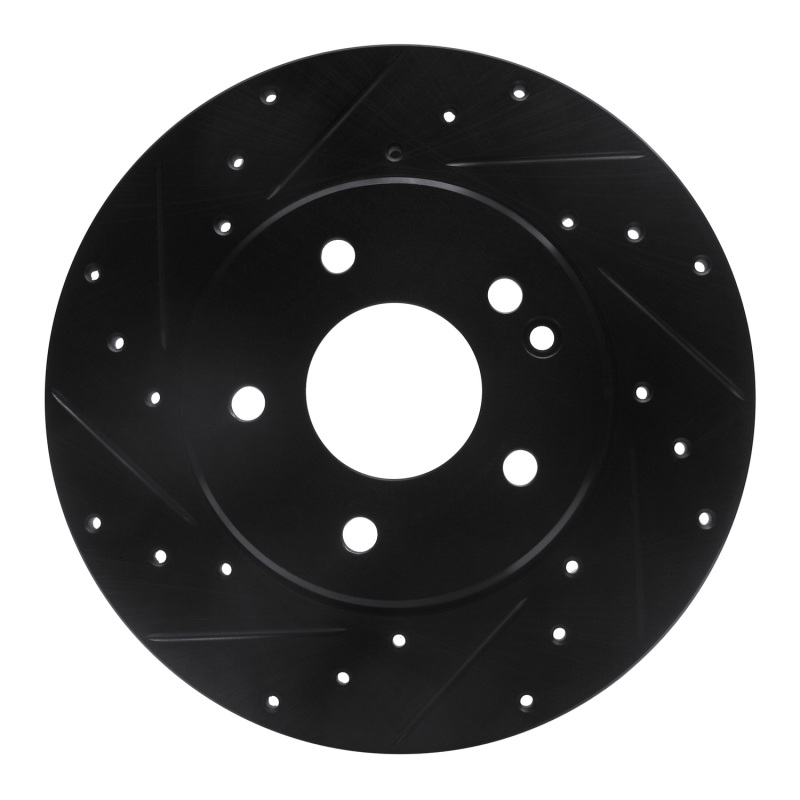 R1 97-98 Mercedes-Benz C230 Front Left Drilled & Slotted Black Brake Rotor