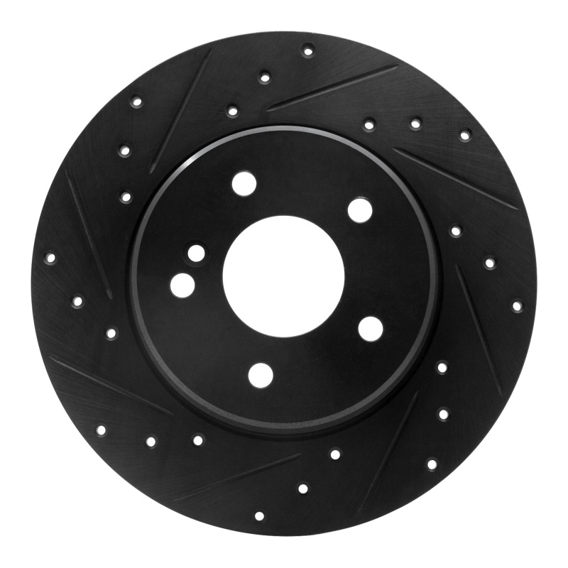 R1 98-03 Mercedes-Benz E320 Rear Left Drilled & Slotted Black Brake Rotor