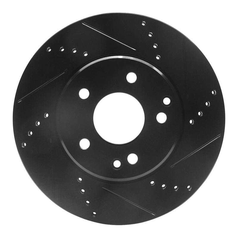 R1 96-15 Mercedes-Benz C280 Front Right Drilled & Slotted Black Brake Rotor