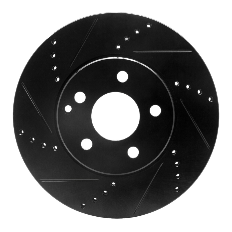 R1 03-09 Mercedes-Benz E320 Front Left Drilled & Slotted Black Brake Rotor