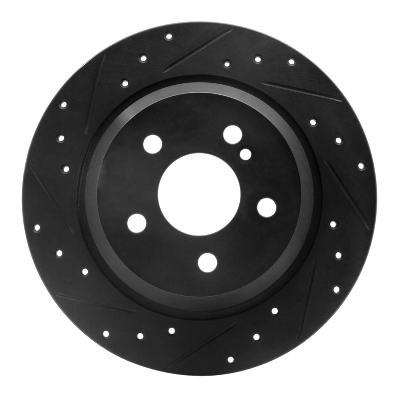 R1 03-06 Mercedes-Benz CL500 Rear Left Drilled & Slotted Black Brake Rotor