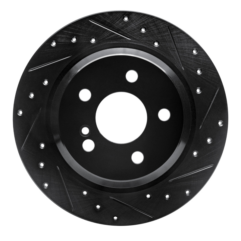 R1 03-06 Mercedes-Benz CL500 Rear Right Drilled & Slotted Black Brake Rotor