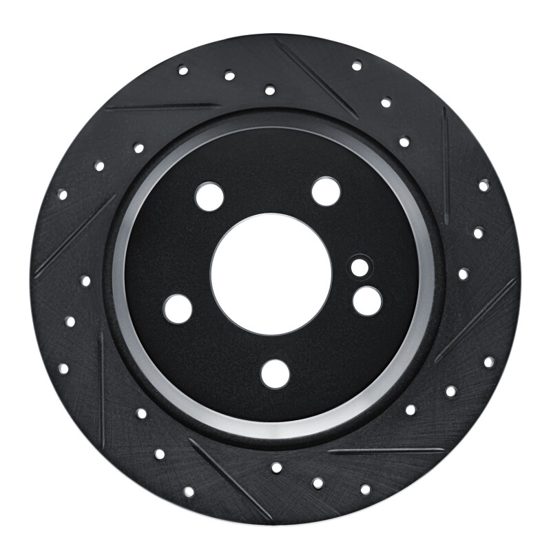 R1 03-06 Mercedes-Benz SL500 Rear Right Drilled & Slotted Black Brake Rotor